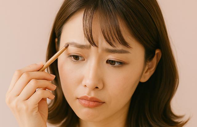 眉毛を描くのに悩む